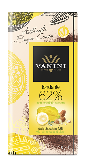 Tavoletta Fondente 62% con cedro e mandorle