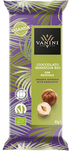 Gianduja organic chocolate bar with hazelnuts
